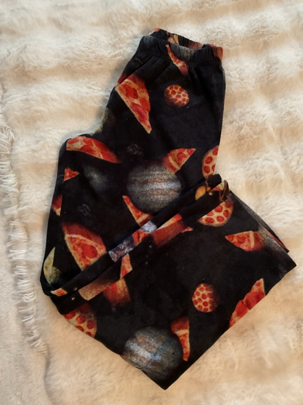 PJ Place Black Pizza & Planet Print Kids Joggers - XL 14